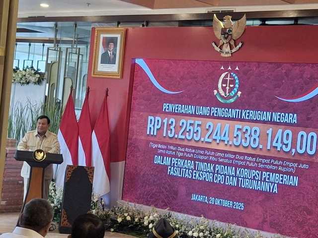 Prabowo Geram: Korupsi CPO Rampas Hak Rakyat, Rp13,255 T Kembali ke Negara