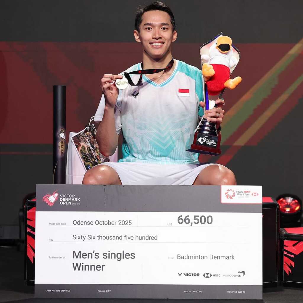 Fantastis! Jonatan Christie Bawa Pulang Rp1,1 Triliun dari Denmark Open 2025