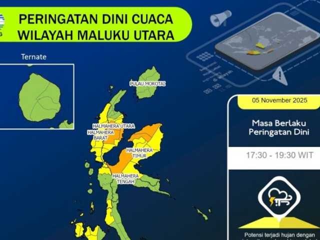 BMKG: Maluku Utara Siaga Cuaca Ekstrem, Banjir Mengintai hingga 12 November