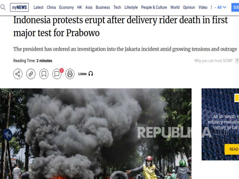 Media Asing Soroti Demo Mahasiswa, Tewasnya Affan Kurniawan, Ujian Berat Prabowo