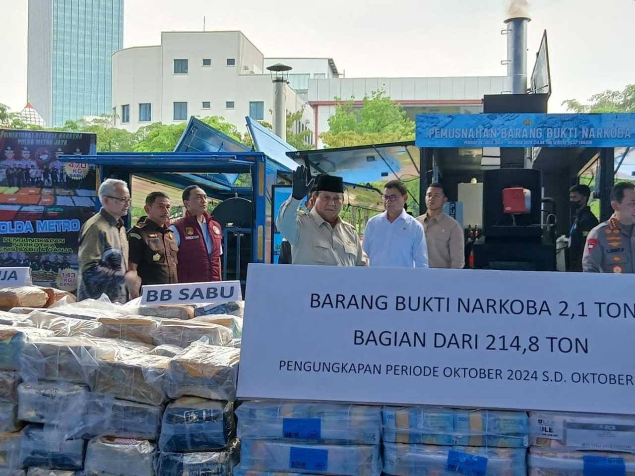 Prabowo: 214 Ton Narkoba Dimusnahkan, Selamatkan 629 Juta Jiwa