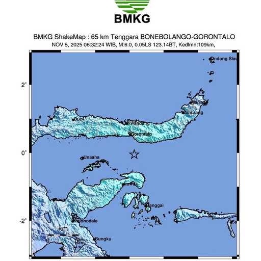 Gempa M 6 Guncang Gorontalo, BMKG Pastikan Tak Berpotensi Tsunami