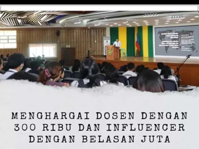 Dosen S3 Monash Curhat Honor Rp300 Ribu, Influencer Belasan Juta